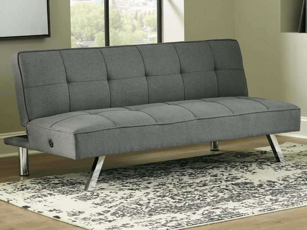 Santini Flip Flop Armless Futon Sleeper Sofa Small Modern Tufted Futon Sleeper Sofa in Grey Ashley Homestore