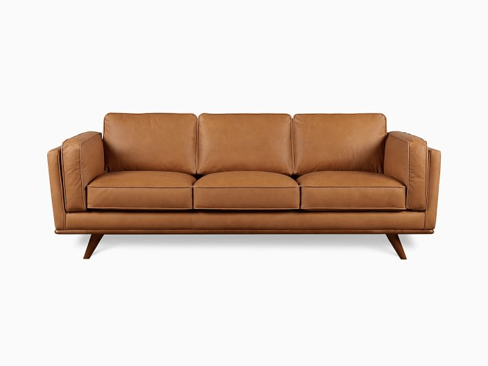 Mid Century Modern Leather Sofa, West Elm sofas