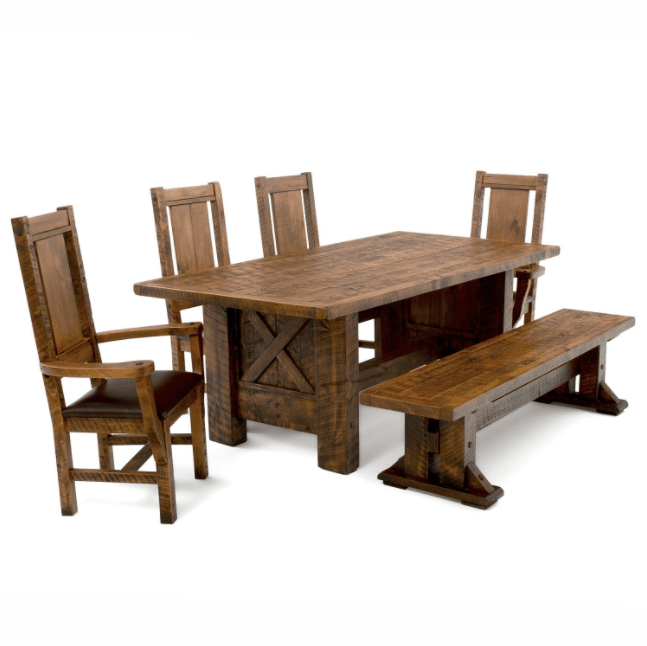 Rustic Farmhouse Barn Door Dining Table and chairs Set Made in USA , Woodland Creek Furniture