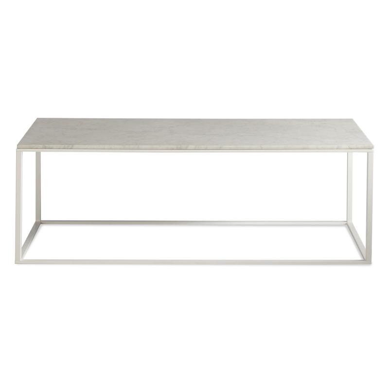 Minimalist Rectangle Coffee table With White Marble Top, by Blu Dot