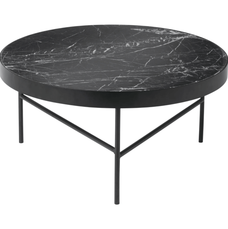 Large Round Coffee Table With Black Marble Top