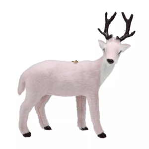 Blush Furry Hanging Reindeer Christmas Ornament