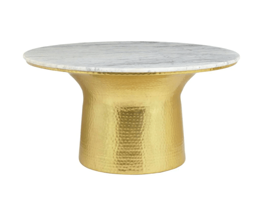 Marble Round Coffee Table With Gold Hammered Base, at Home Depot