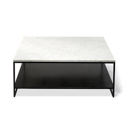 Square Carrara Marble Top Coffee Table With Storage, by Ethnicraft