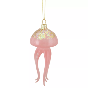Pink Glass Jellyfish Christmas Ornament
