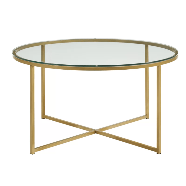 Round Coffee Table With Glass Top and Gold Legs, at Wayfair