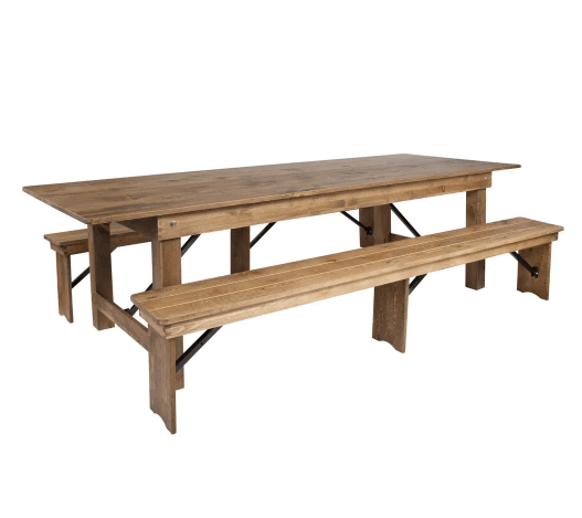 Rectangle Solid Wood Dining Table Set With Benches Home Depot