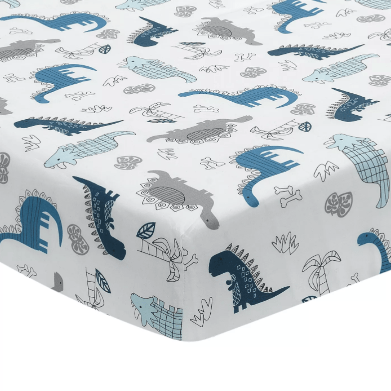 Blue and Grey Dinosaur Crib Sheet, Lambs & Ivy