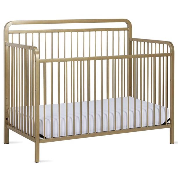 Modern Vintage Gold Metal Convertible Crib Baby Relax