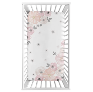 Corner Blush & Grey Floral Crib Sheets 
Sweet Jojo Designs