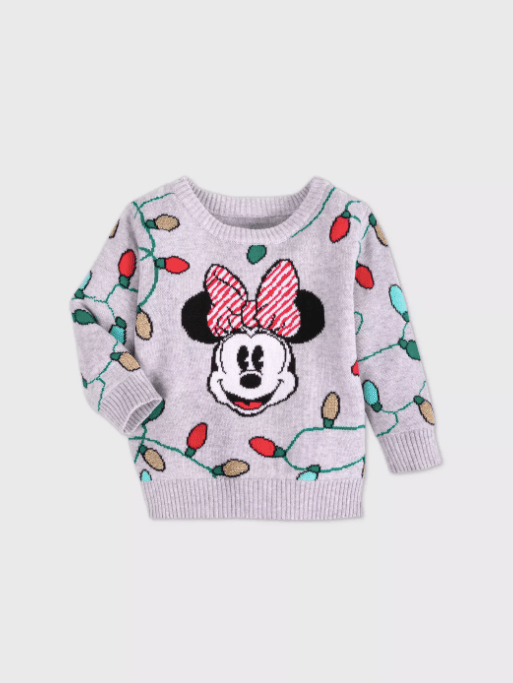 Authentic Minnie Mouse Christmas Knit Sweater For Baby Girl, by Disney Store