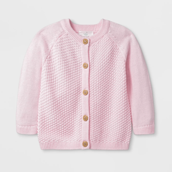 Pink Knit Cardigan Sweater For Baby Girls, by Cloud Island