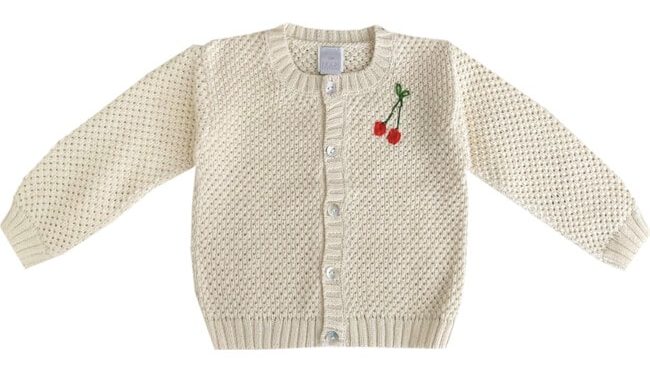 Cable Knit Hand-Embroidered Cardigan For Girls, by BabyBox Clothing