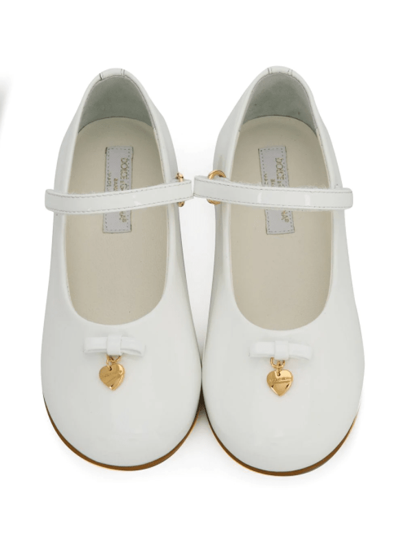 Fancy White Designer Dress Shoes For Toddler Girl, by Dolce & Gabbana