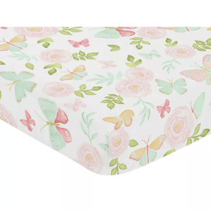 Pink & Mint Enchanting Garden floral crib sheets
Sweet Jojo Design