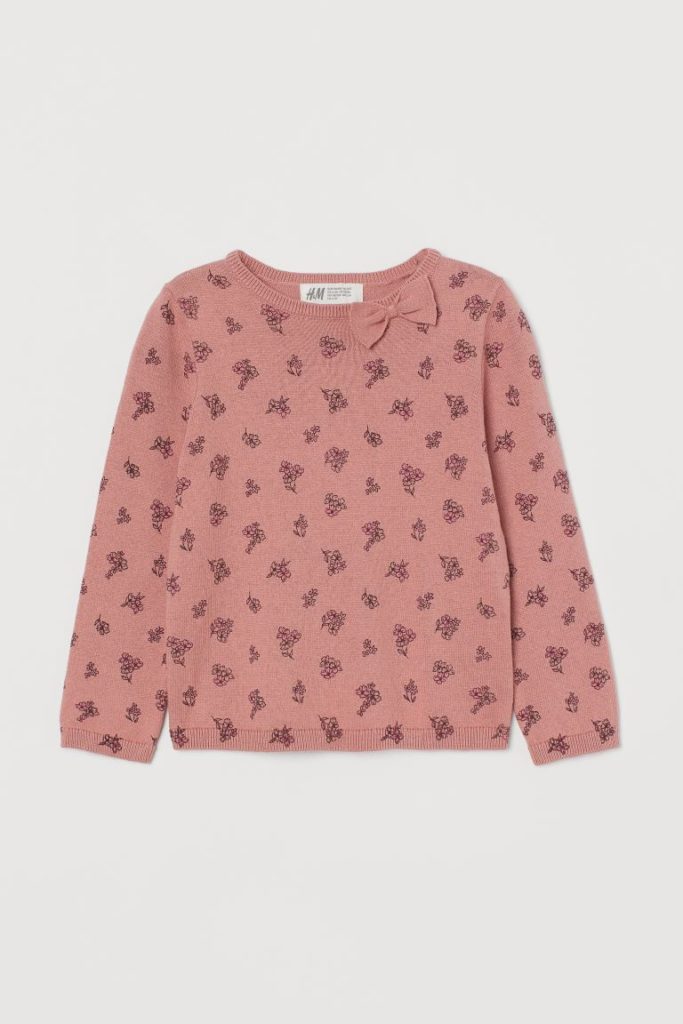 Fine Knit Floral Sweater For Toddler & Girls, by H&M