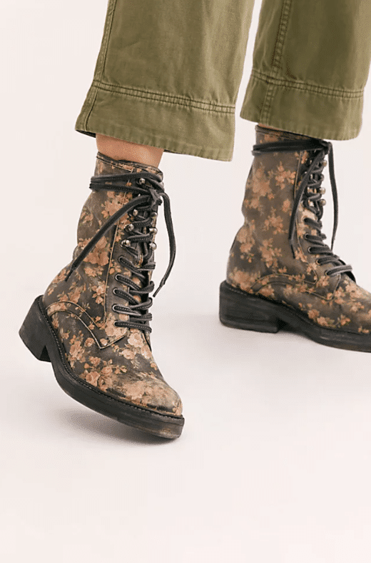 Cute Floral Combat Boots For Fall , by Free People