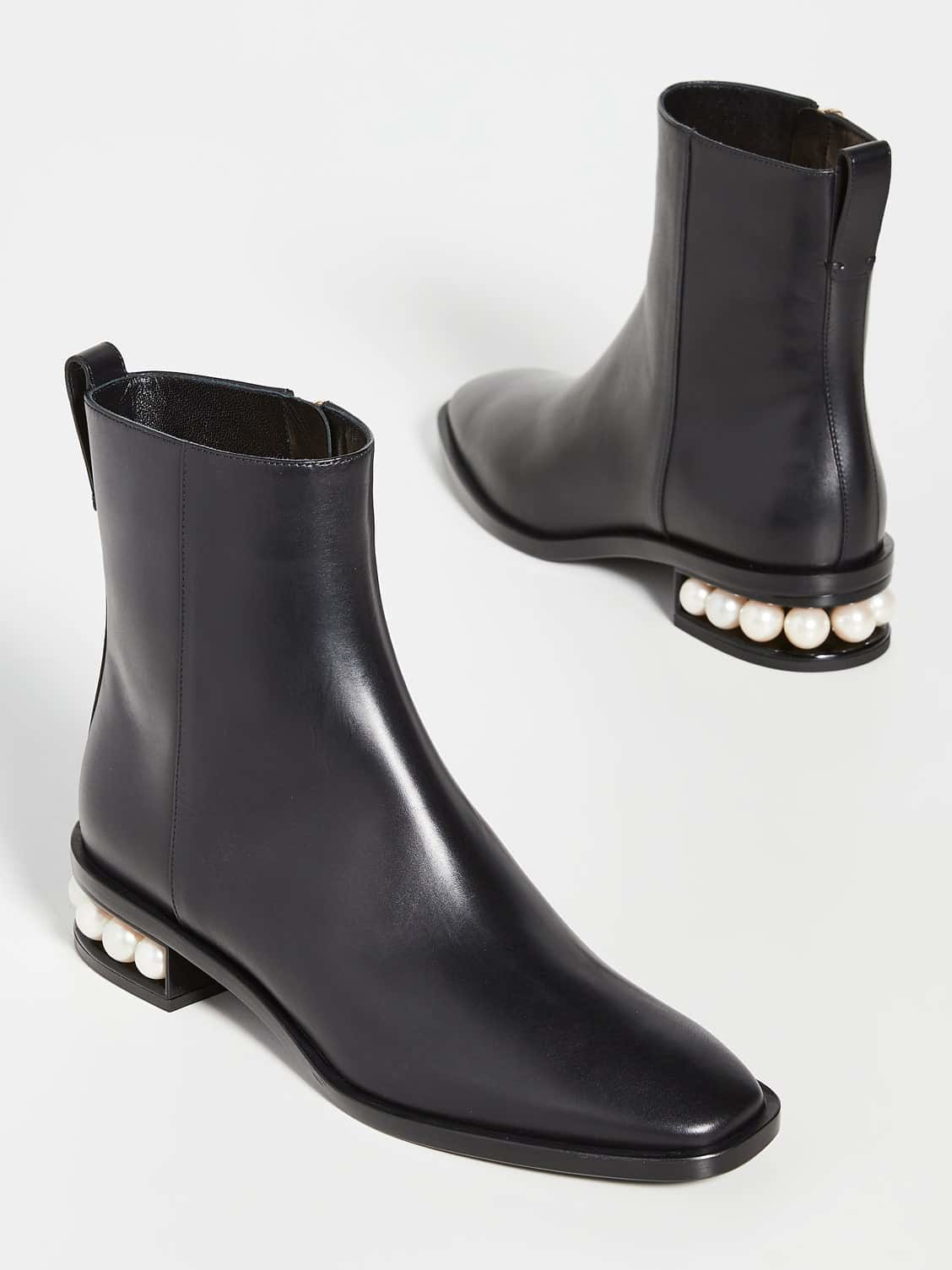 Casati Cute Black Leather Ankle Boots Low Heel, by Nicholas Kirkwood