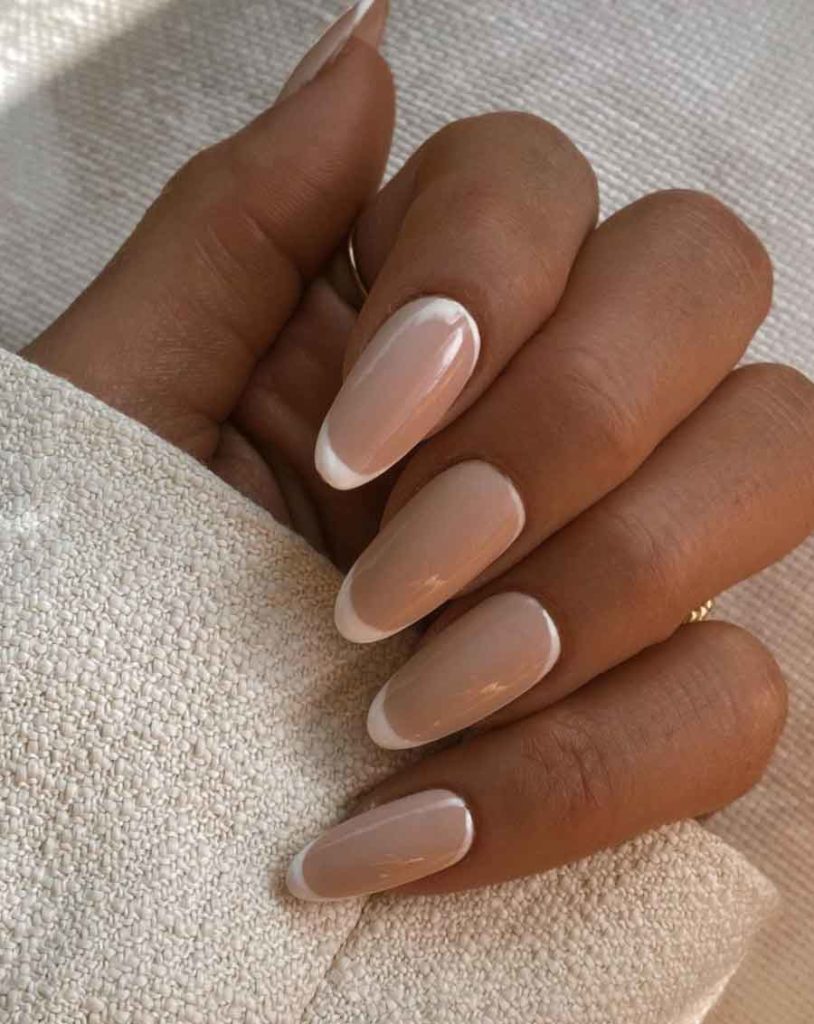 long beige nails with white tips
