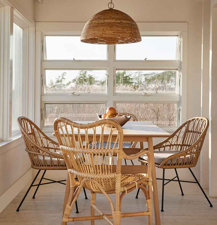 margert natural rattan dining chairs. 