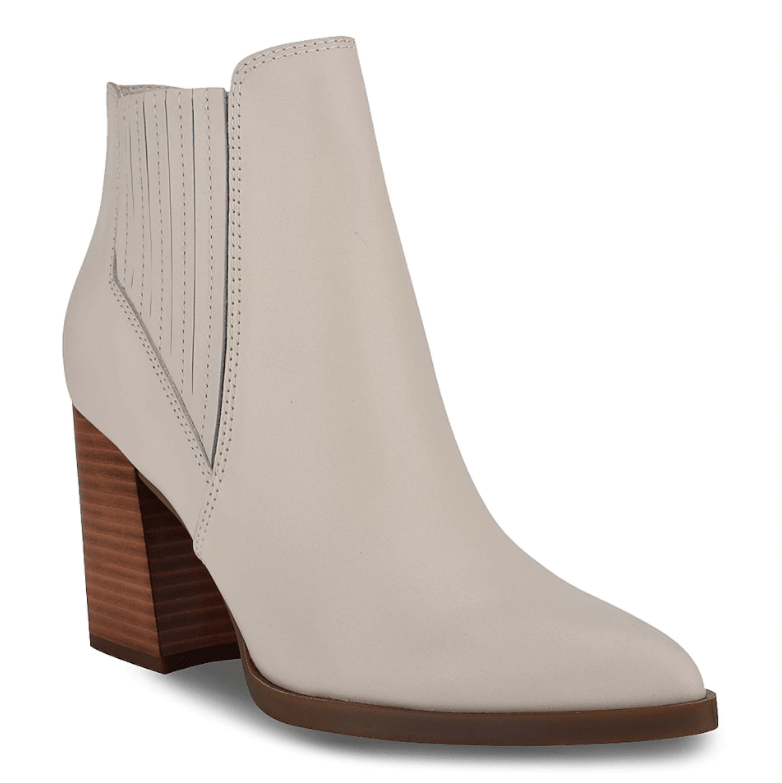 eilise bootie White Ankle Boots W/ Pointed Toe & Slanted Heels, by Mark Fisher dsw Cute Boots For Fall