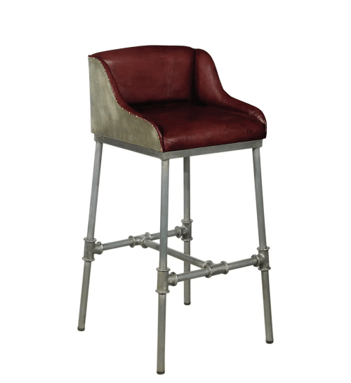 Industrial Pipe Leather Bar Stool