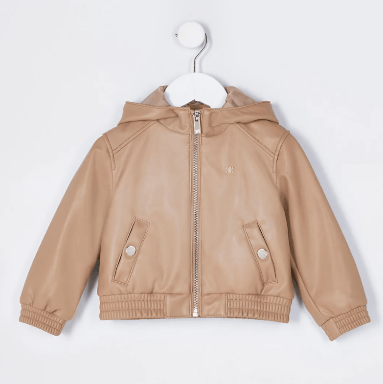 Hooded Faux-Leather Bomber For Baby, Toddler & Little Girls