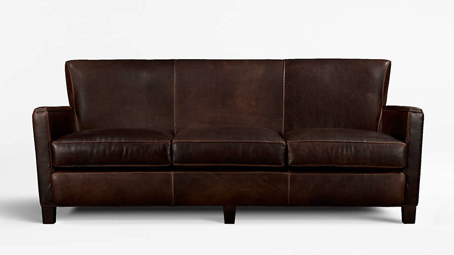 Brown Full Grain Leather Sofa Barret, Crate&Barrel