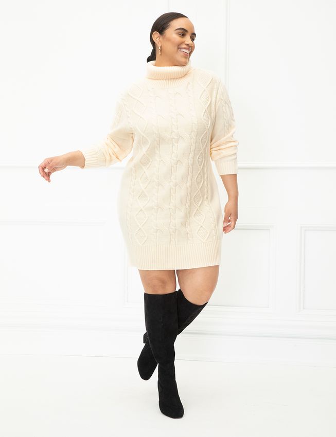 Cable Knit Plus Size Sweater Dress by  Eloquii cute sweaters for fall