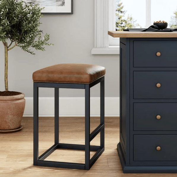 Faux Leather Padded Seat Backless Counter Stool