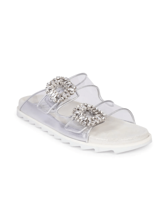 Roger Vivier Clear Jelly Sandals With Crystal Buckles