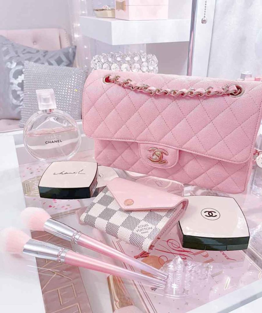 girly classic pink quilted lambskin chanel bag