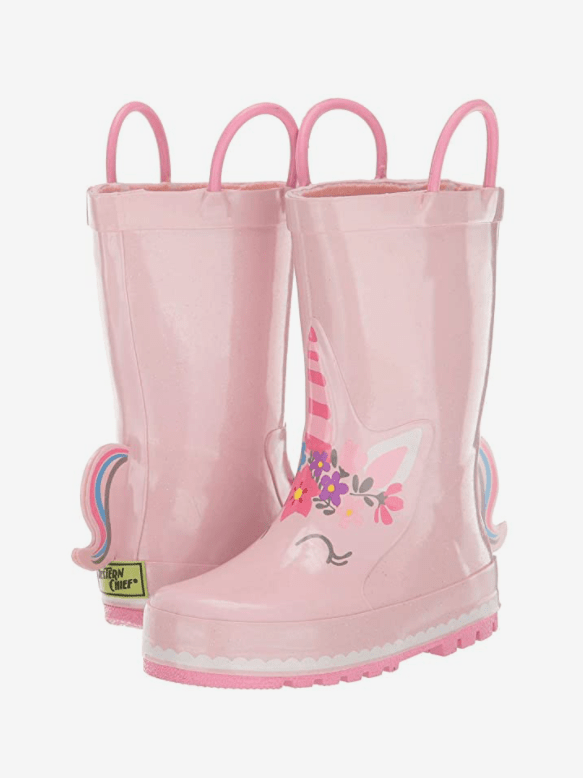 Western Chief Kids Unicorn Rain Boot With 3D Raimbow Tail For Toddlers and Kids