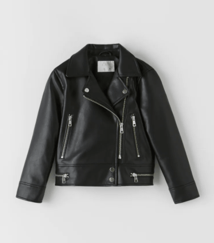 Zara Black Faux-Leather Jacket For Girls 