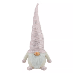 Pink & Silver Christmas Gnome Figurine