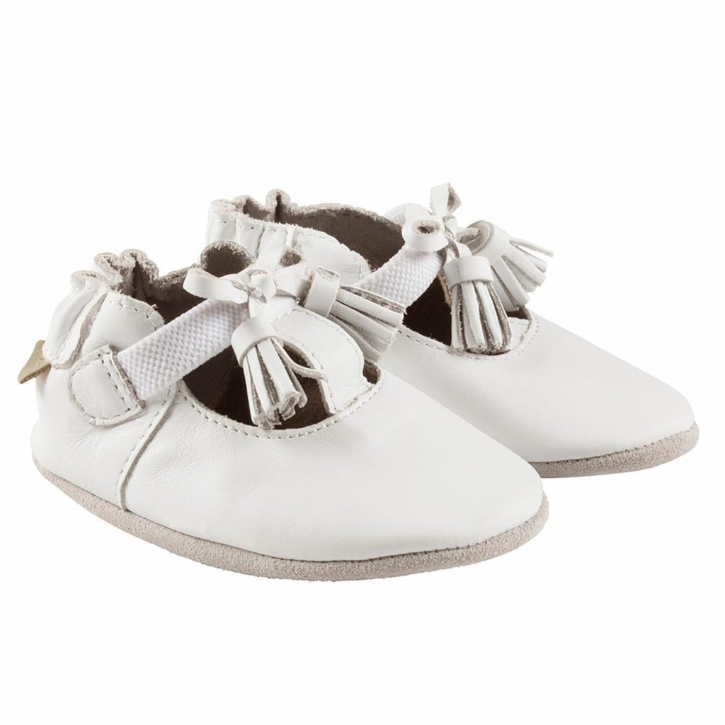 meghan White Shoes For First Walkers With Suede Soft Soles, Robeez