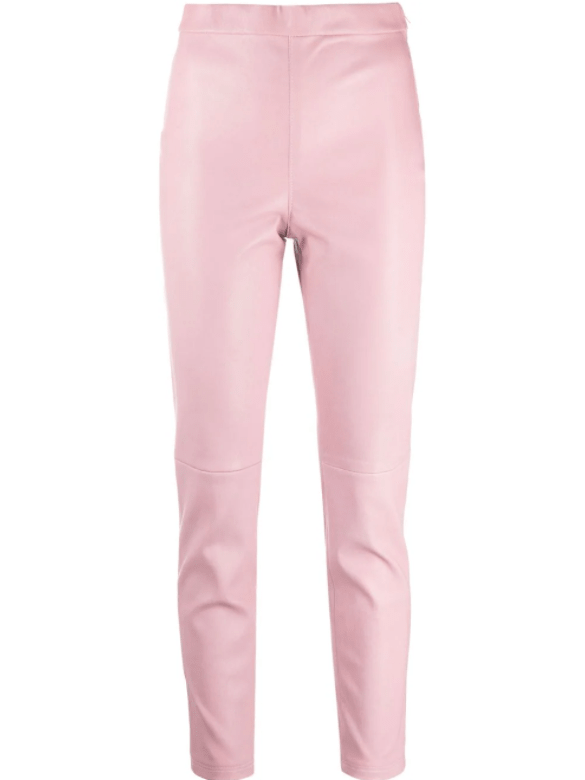 Pull-On Pink Leather Pants Alberta Ferreti