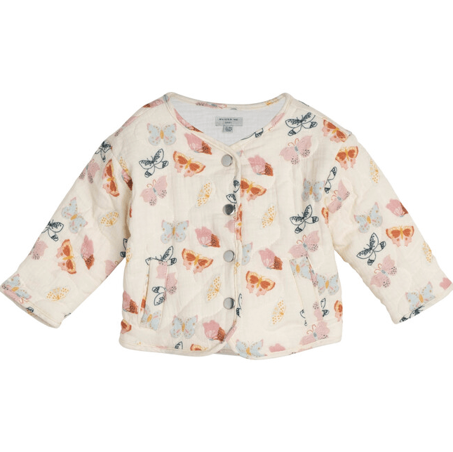 Baby Esme Whimsical Butterflies Quilted Jacket