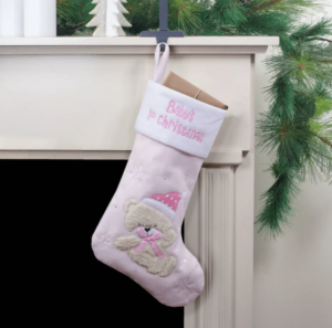 PINK /LIME GREEN  CHRISTMAS STOCKING FOR DOLLS AND BEARS