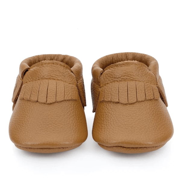 Classic Brown Leather Moccasins For Baby