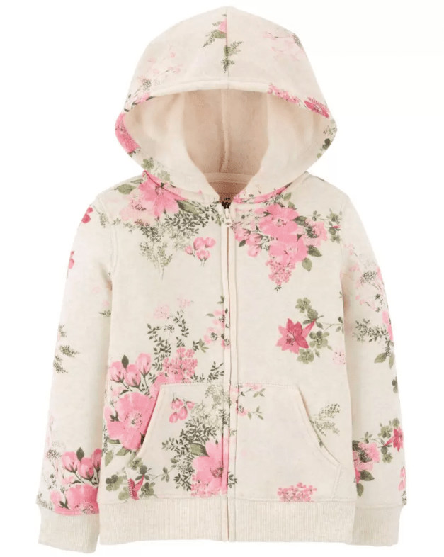 Fleeced Floral Hoodie For Baby Girl