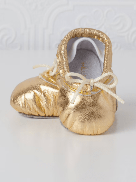 Gold Baby Ballet Slippers In Leather