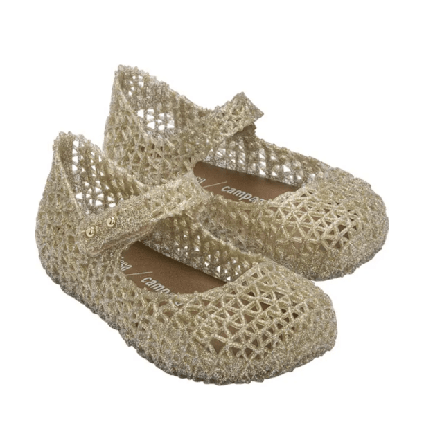 Gold Jelly Shoes For Baby Campana/ Mini Melissa