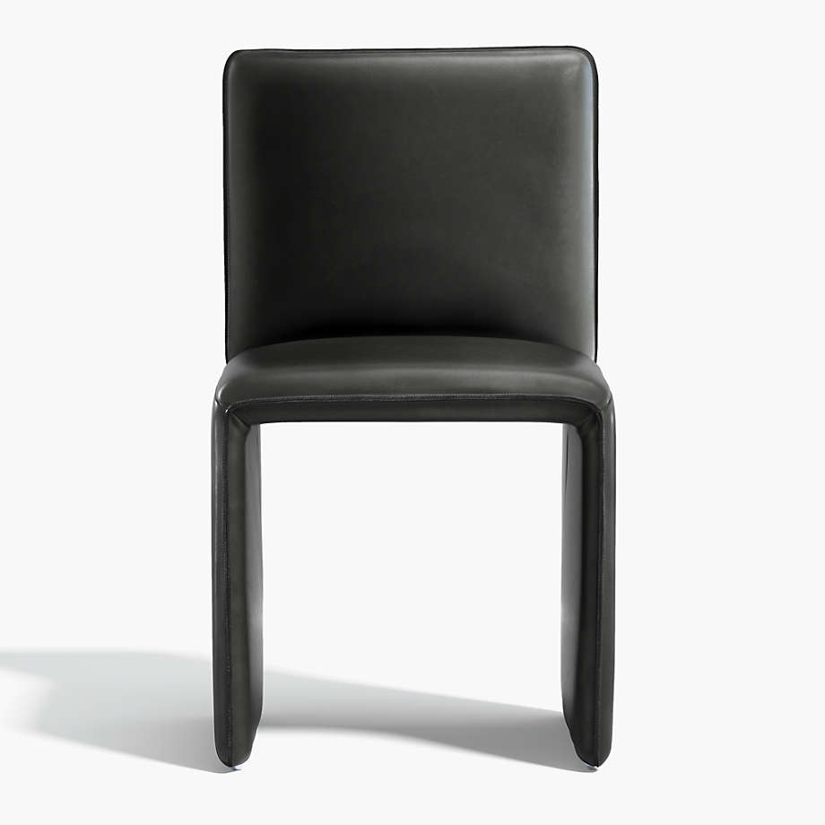 venn black leather side chair modern dining chair crate & barrel