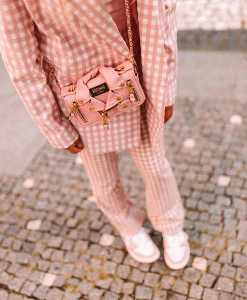 pink aesthetic outfit luxury designer bag