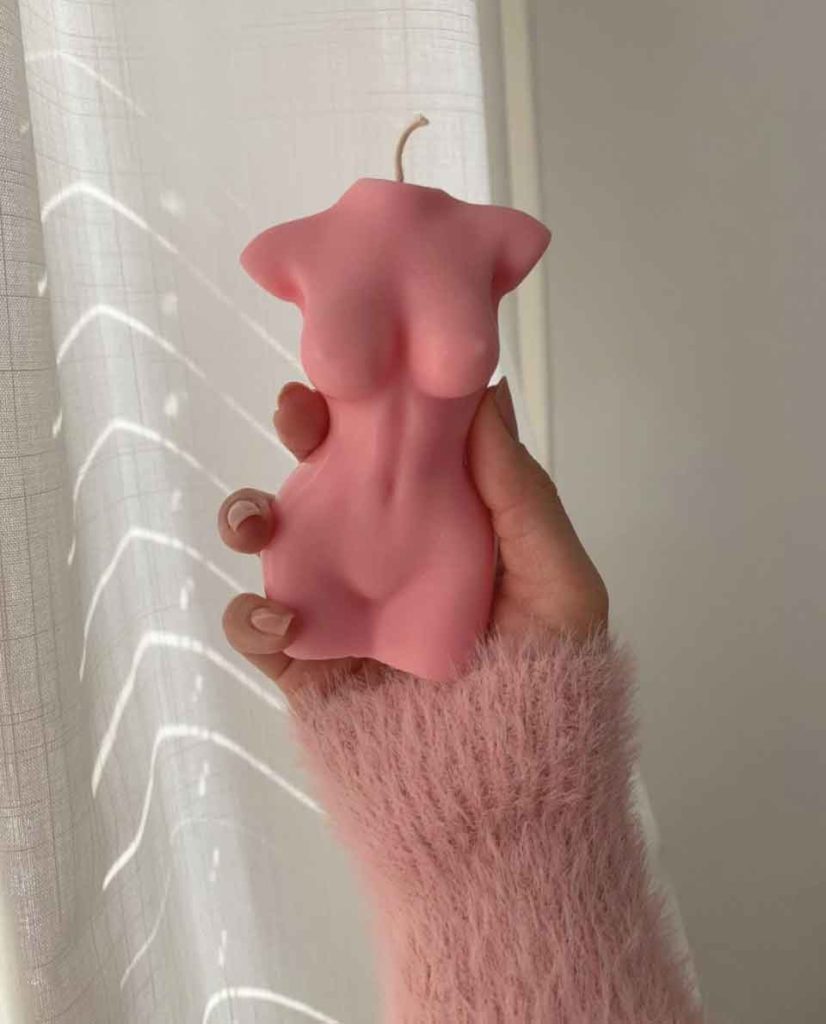 pink aesthetic woman body candle