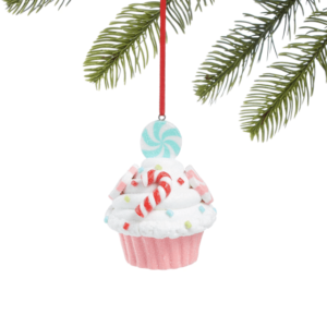 Pink & Blue Glitter Cupcake Christmas Ornament