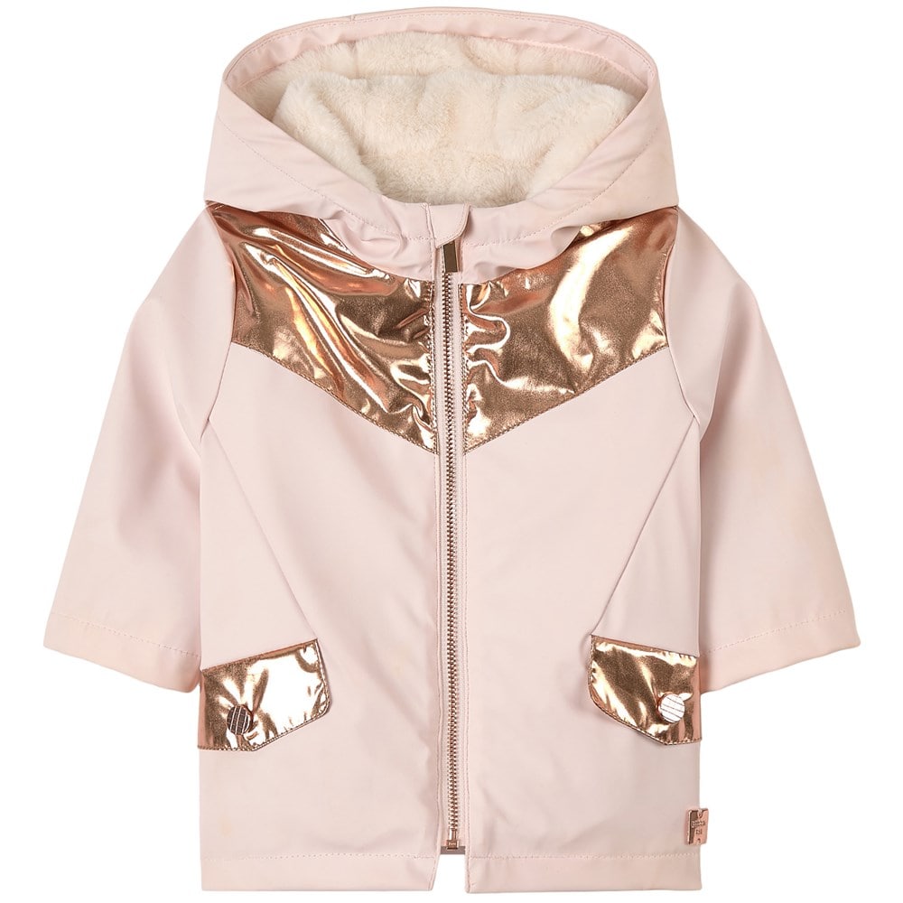 Pink Rain Jacket With Metalic Ddetail For Baby & Toddler