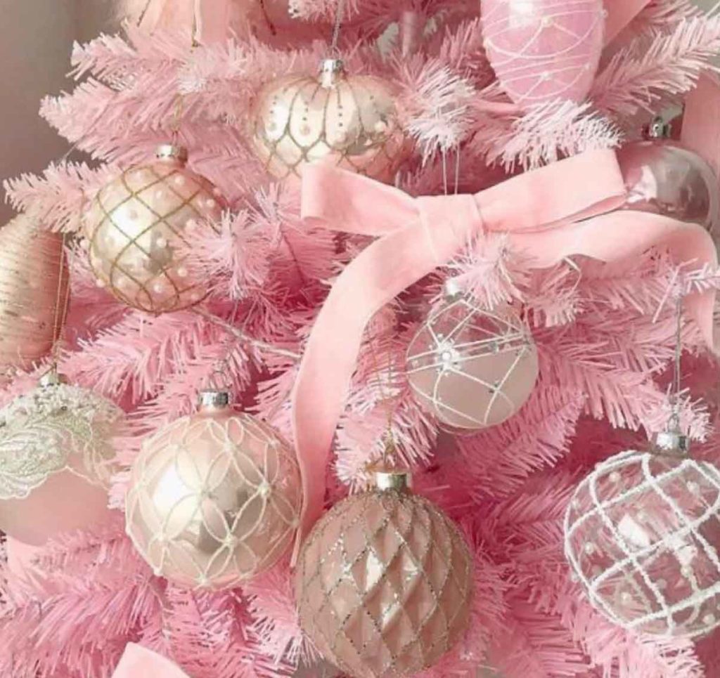 pink aesthetic Christmas ornaments ball