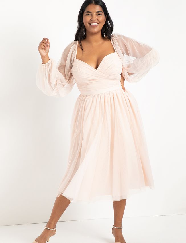 Plus Size Ethereal Blush Pink Tulle Dress